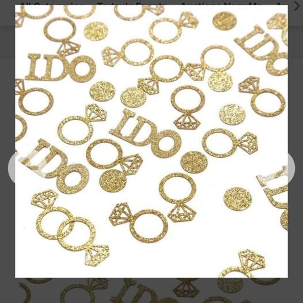Gold Glitter Wedding Confetti - 'I Do' & Rings